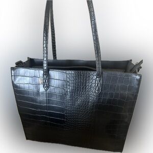 BEIS Black Crocodile-Patterned Tote